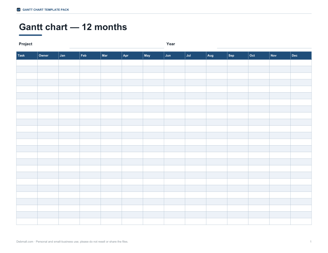 Preview of the first page of Monthly Gantt (PDF)