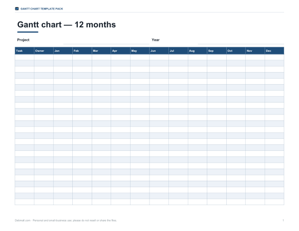 Preview of Printable Monthly Gantt Chart