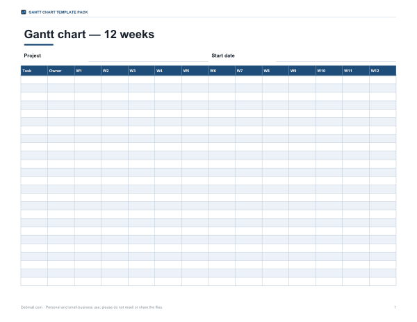 Preview of Printable Weekly Gantt Chart